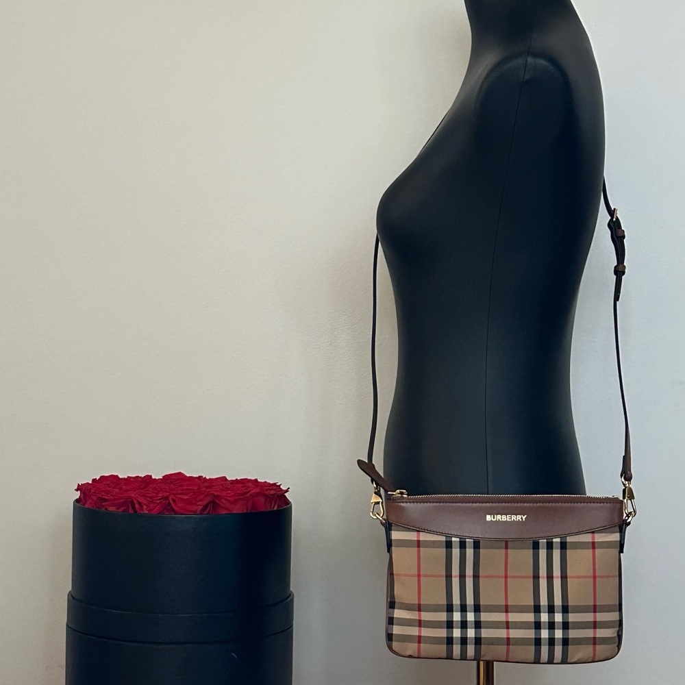 Authentic Burberry Beige and Black Checkered Shoulder Bag original price $1050.